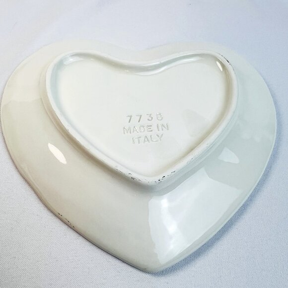 Italian Pottery Vintage Heart Plate Embossed Angel Cherubs *Your Choice* - Picture 7 of 9